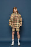 スローアシッド(SLOW ACID)  Pocket Lettering Check Shirt (BEIGE)