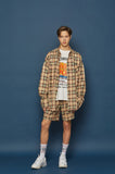 スローアシッド(SLOW ACID)  Pocket Lettering Check Shirt (BEIGE)