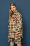 スローアシッド(SLOW ACID)  Pocket Lettering Check Shirt (BEIGE)