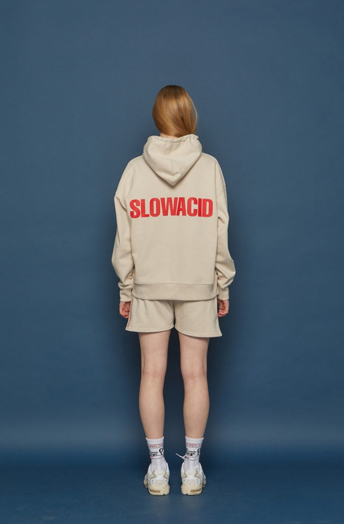 スローアシッド(SLOW ACID) Back Logo Hoodie (PALE BEIGE)