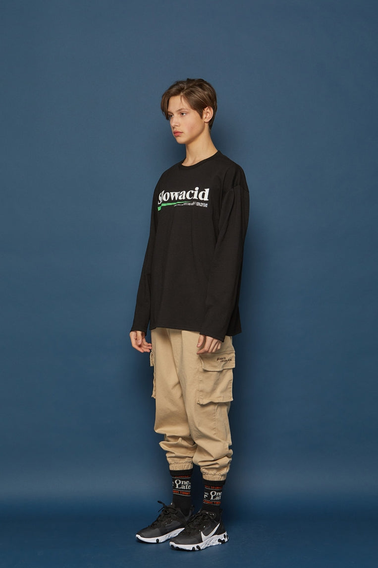 スローアシッド(SLOW ACID) Neon Logo Long-T (BLACK)