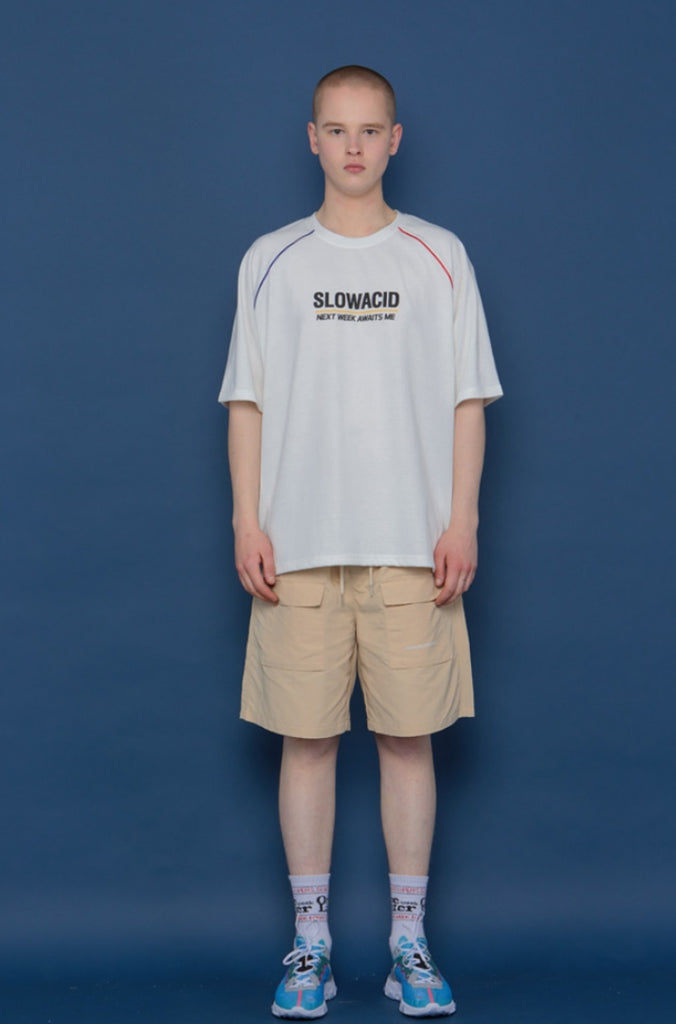 スローアシッド(SLOW ACID) Raglan Piping Short-T (WHITE)