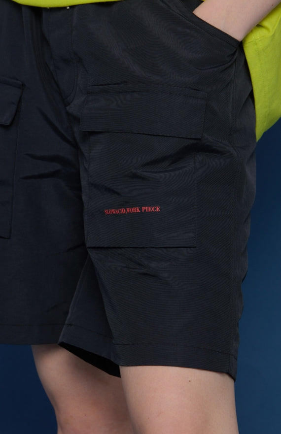 スローアシッド(SLOW ACID) Front Cargo Half Pants (BLACK)