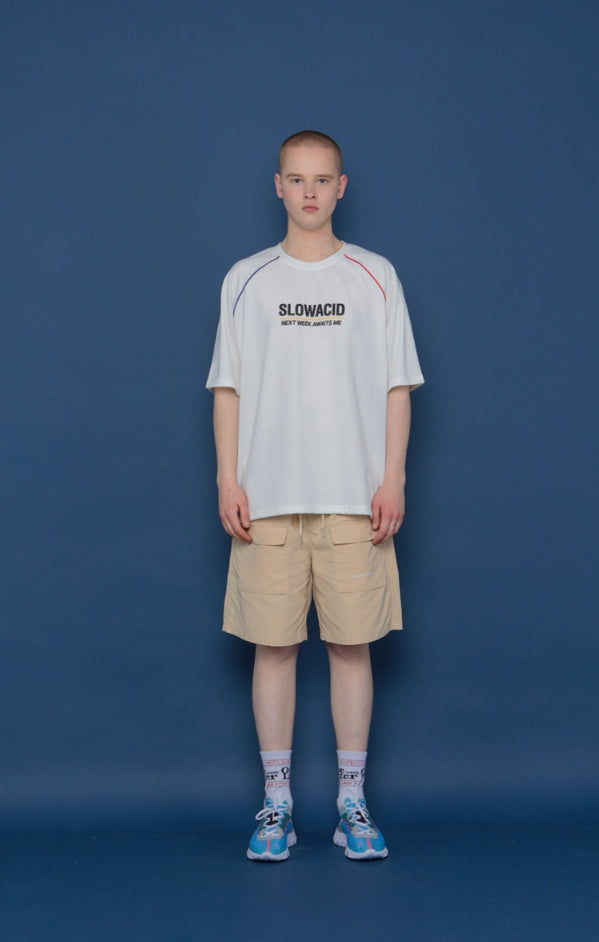 スローアシッド(SLOW ACID) Front Cargo Half Pants (BEIGE)