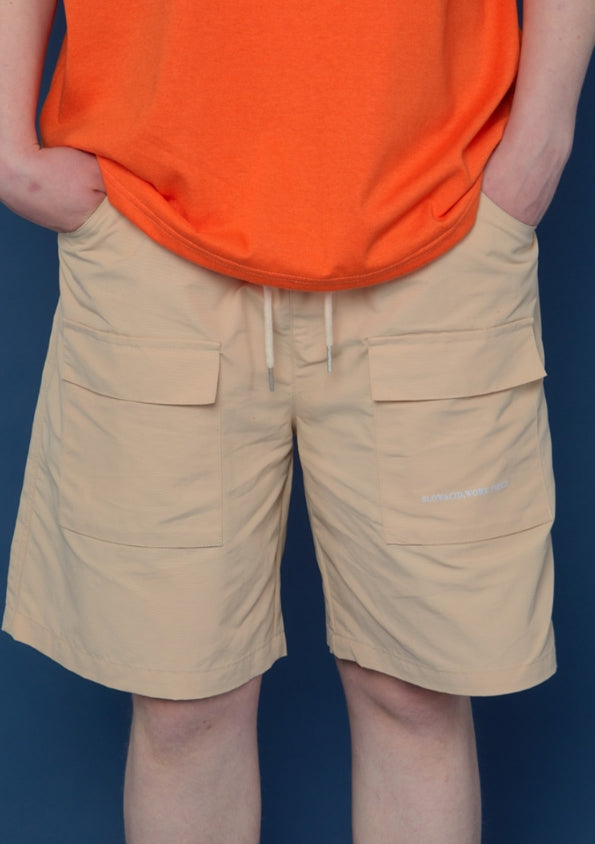 スローアシッド(SLOW ACID) Front Cargo Half Pants (BEIGE)
