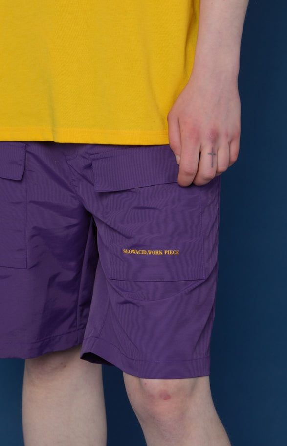 スローアシッド(SLOW ACID) Front Cargo Half Pants (VIOLET)