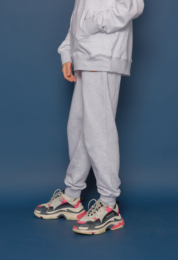 スローアシッド(SLOW ACID)Leather Patch Hoodie (PALE MELANGE)