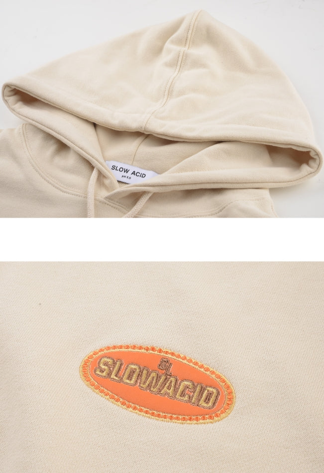 スローアシッド(SLOW ACID) Leather Patch Hoodie (IVORY)