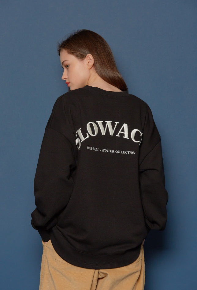 スローアシッド(SLOW ACID) Embossing Logo Sweatshirt (BLACK)