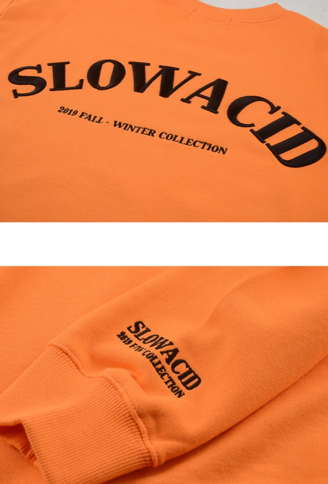 スローアシッド(SLOW ACID) Embossing Logo Sweatshirt (ORANGE)