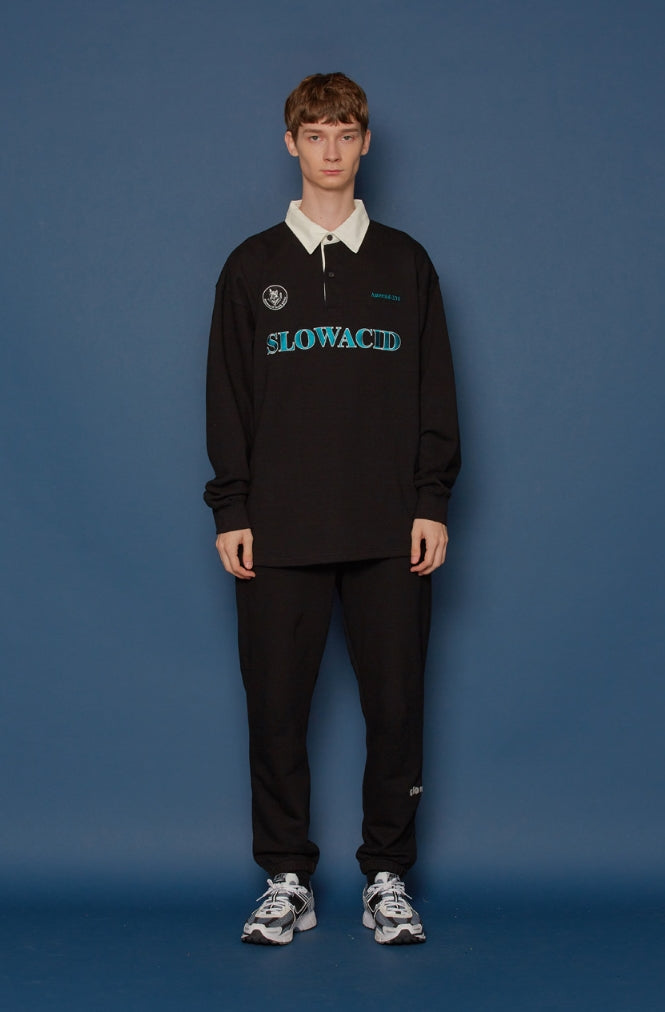 スローアシッド(SLOW ACID) Shirt Collar Sweatshirt (BLACK)