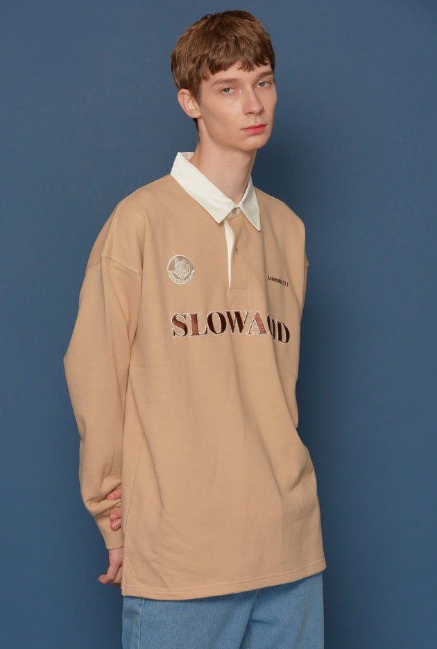 スローアシッド(SLOW ACID) Shirt Collar Sweatshirt (BEIGE)
