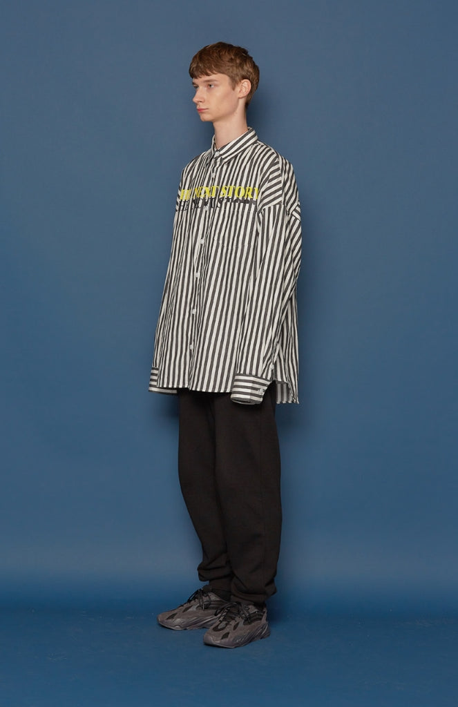 スローアシッド(SLOW ACID) Print Stripe Shirt (BLACK)