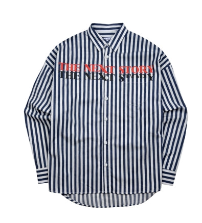 スローアシッド(SLOW ACID) Print Stripe Shirt (BLUE)