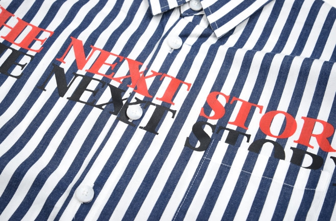 スローアシッド(SLOW ACID) Print Stripe Shirt (BLUE)
