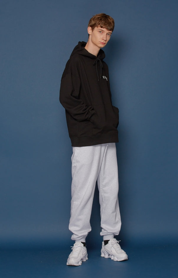 スローアシッド(SLOW ACID) Leather Patch Sweatpants (PALE MELANGE)
