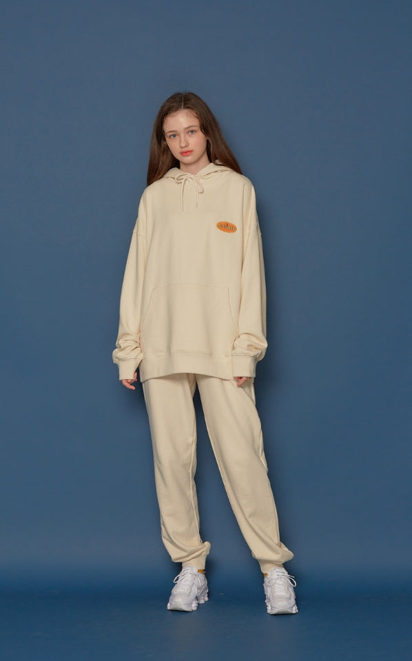 スローアシッド(SLOW ACID) Leather Patch Sweatpants (IVORY)