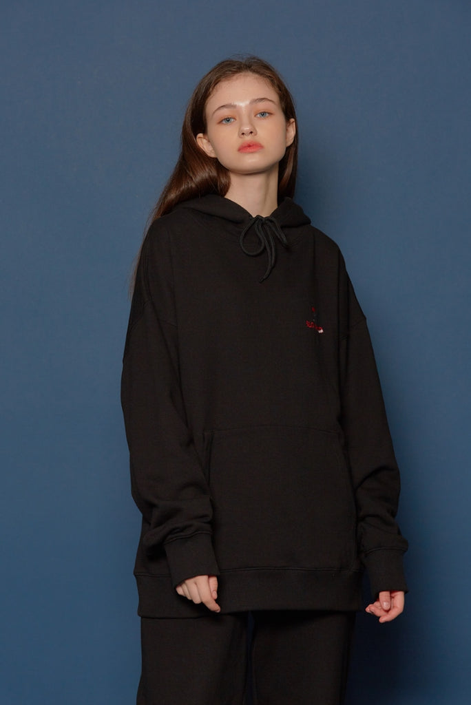 スローアシッド(SLOW ACID) Rose Embroidery Hoodie (BLACK)