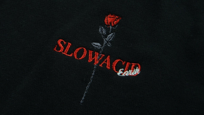 スローアシッド(SLOW ACID) Rose Embroidery Hoodie (BLACK)