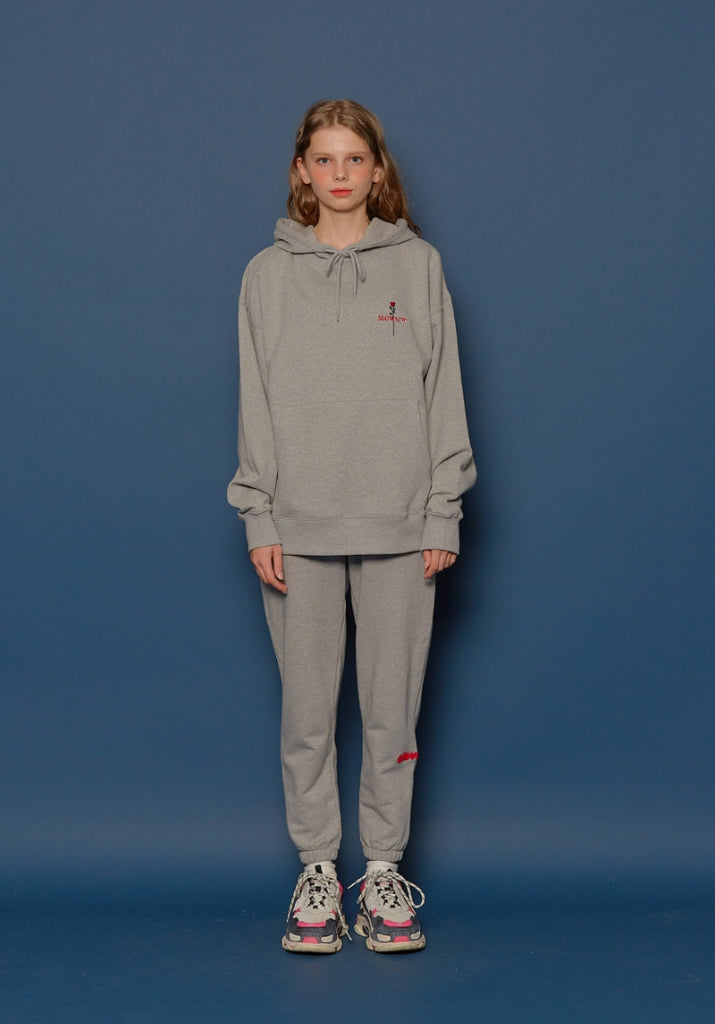 スローアシッド(SLOW ACID) Rose Embroidery Hoodie (GREY)