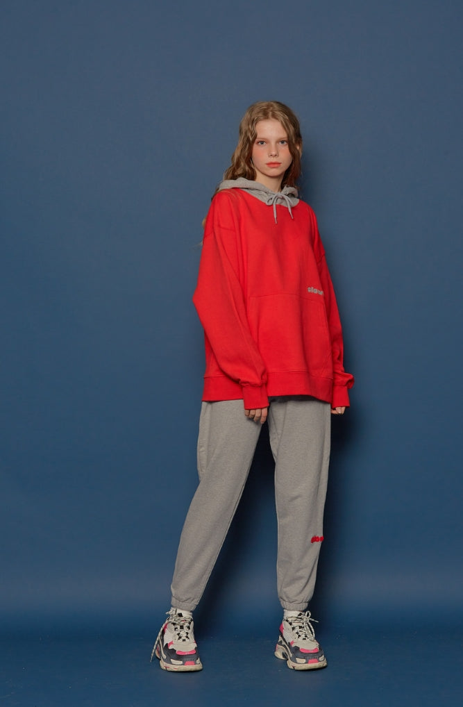 スローアシッド(SLOW ACID) Boucle Logo Hoodie (RED)