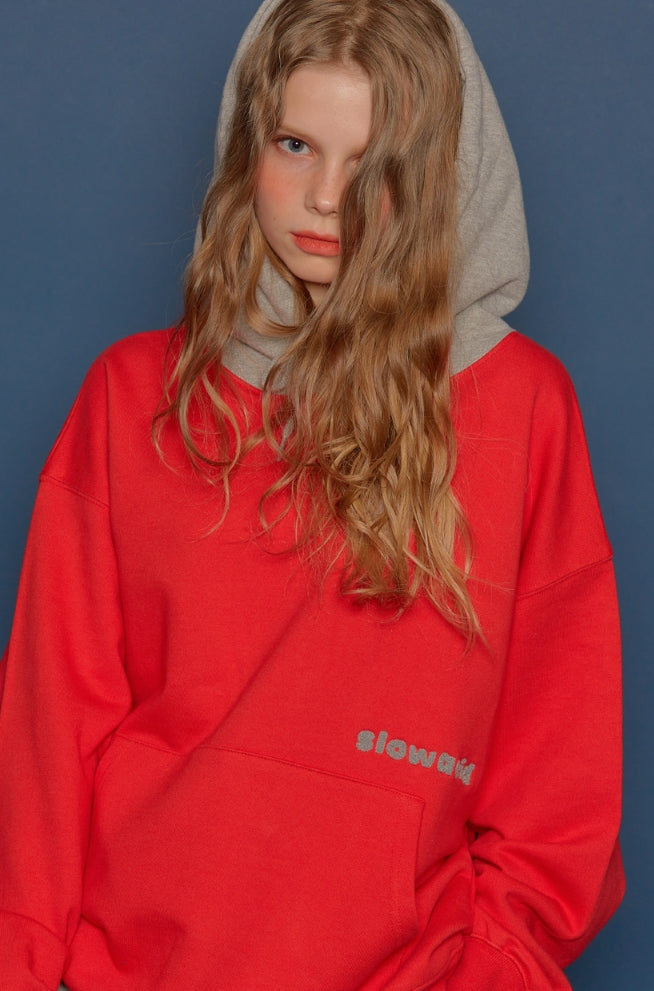 スローアシッド(SLOW ACID) Boucle Logo Hoodie (RED)