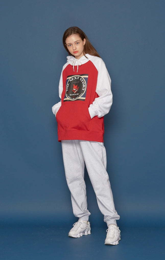 スローアシッド(SLOW ACID)Fox Raglan Hoodie (RED)