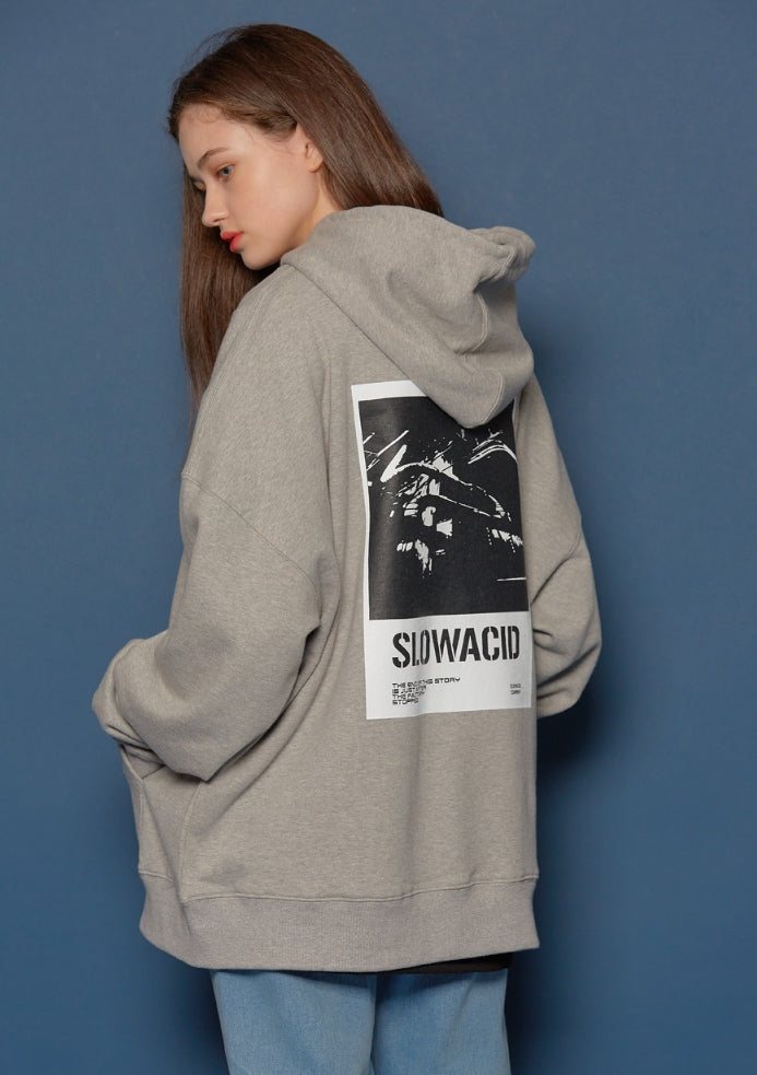 スローアシッド(SLOW ACID) Turnover Oversized Hoodie (GREY)