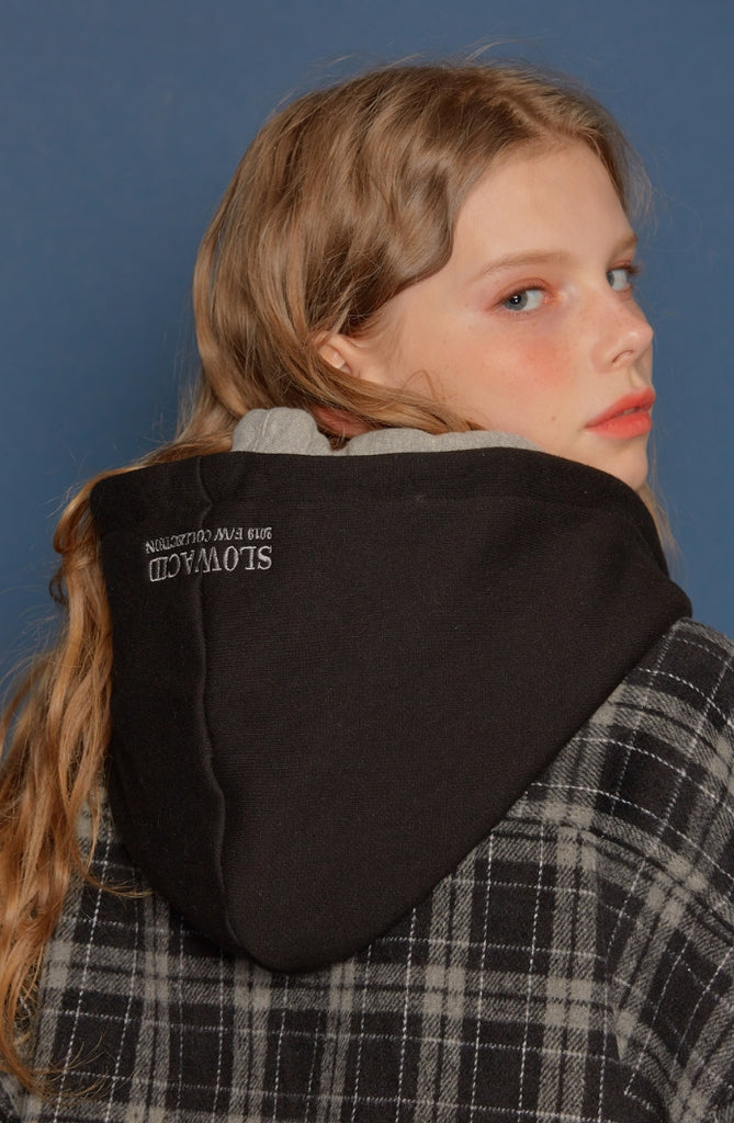 スローアシッド(SLOW ACID) Hood Check Shirt (BLACK)