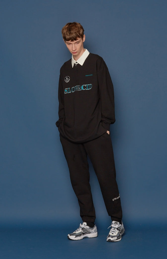 スローアシッド(SLOW ACID) Boucle Logo Sweatpants (BLACK)