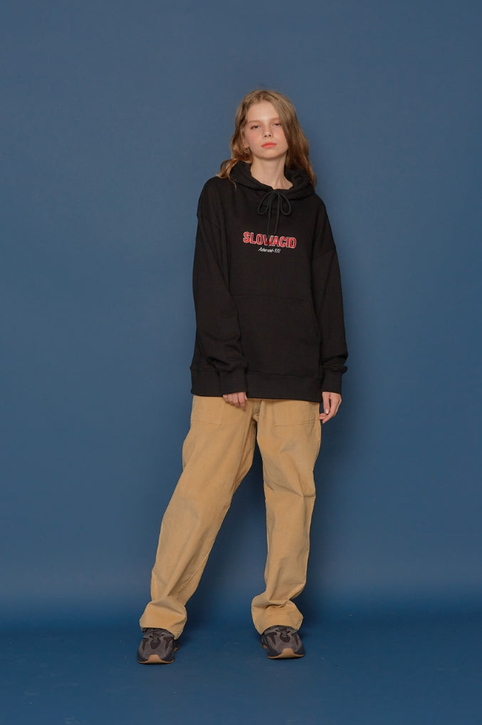 スローアシッド(SLOW ACID) 19FW Logo Hoodie (BLACK)