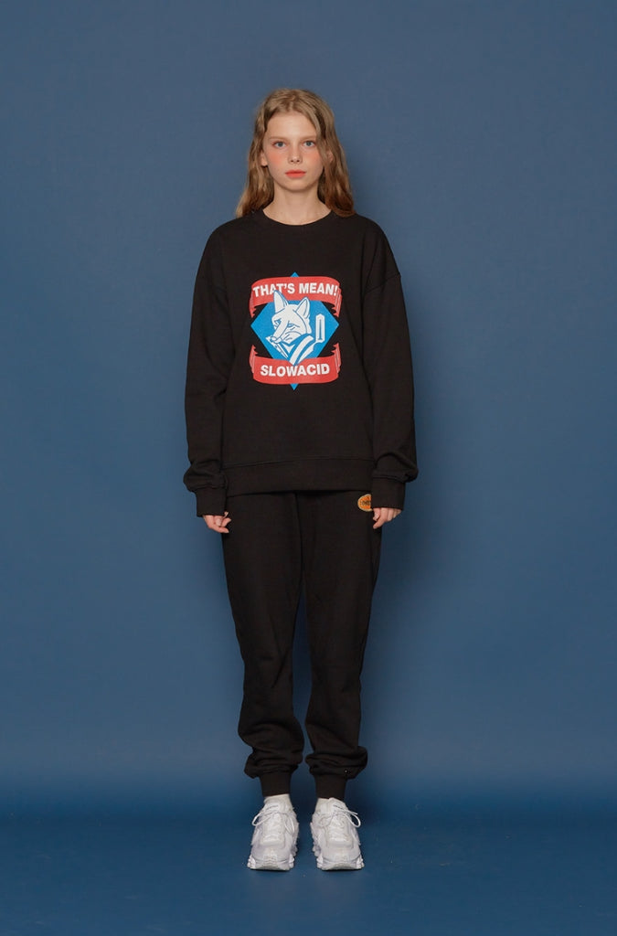 スローアシッド(SLOW ACID)Fox Logo Sweatshirt (BLACK)