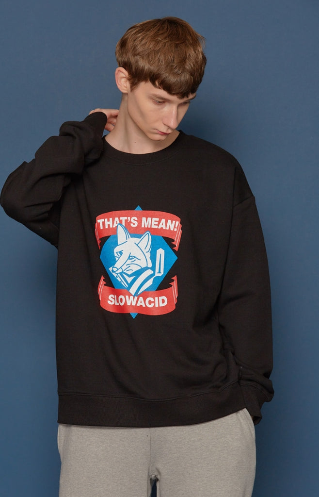 スローアシッド(SLOW ACID)Fox Logo Sweatshirt (BLACK)