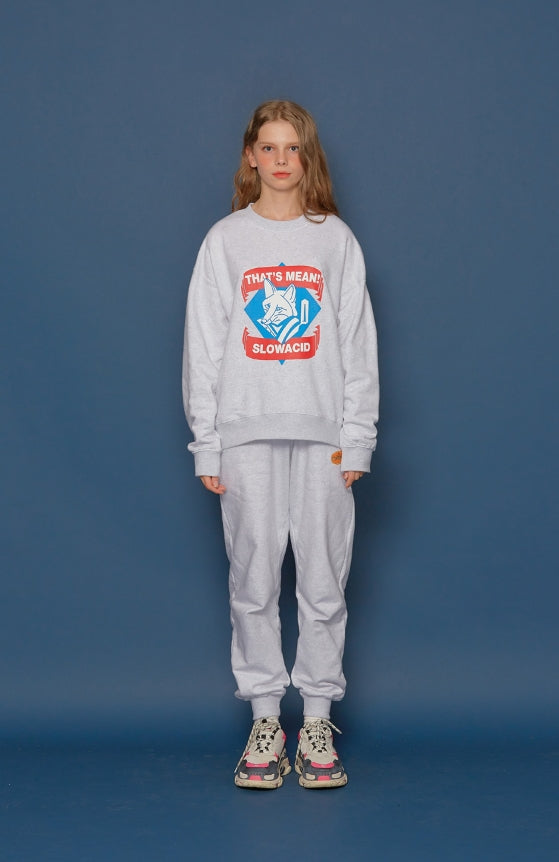 スローアシッド(SLOW ACID)Fox Logo Sweatshirt (PALE MELANGE)