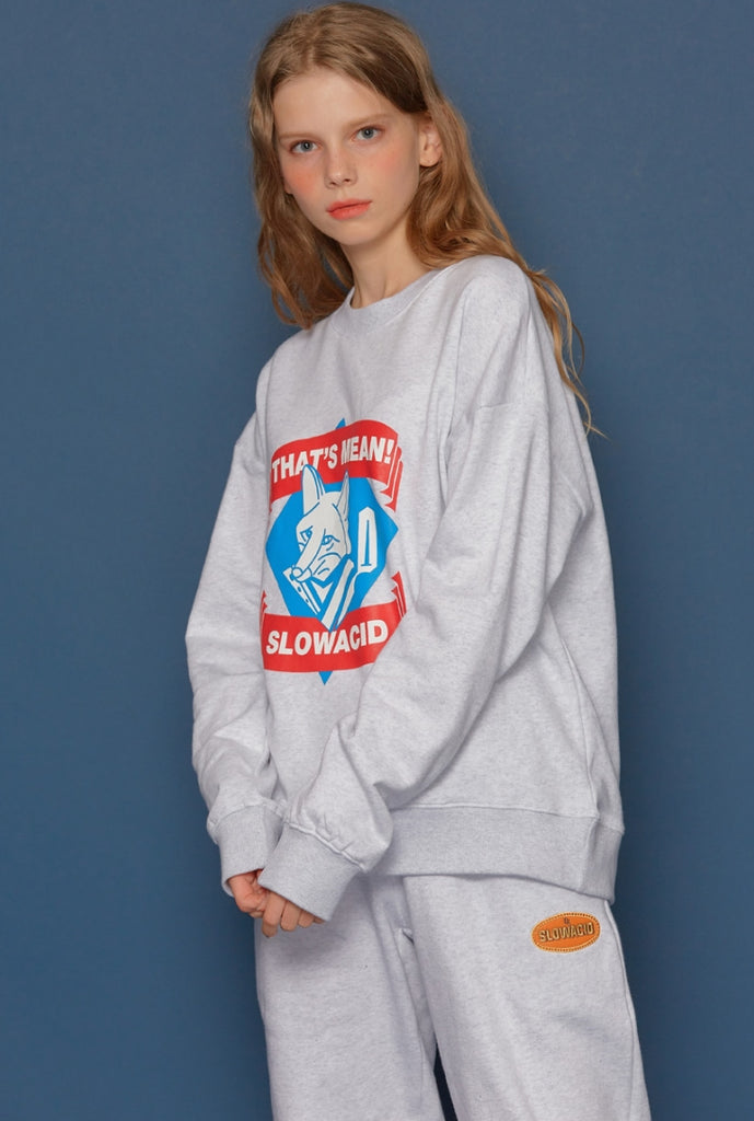 スローアシッド(SLOW ACID)Fox Logo Sweatshirt (PALE MELANGE)
