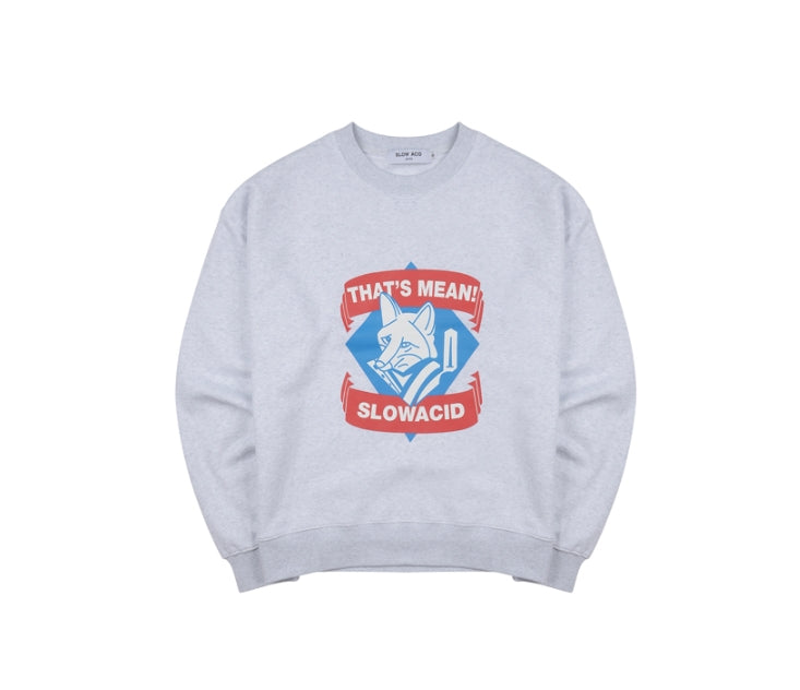 スローアシッド(SLOW ACID)Fox Logo Sweatshirt (PALE MELANGE)