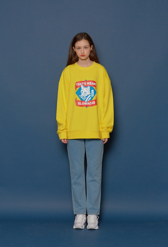 スローアシッド(SLOW ACID)Fox Logo Sweatshirt (YELLOW)