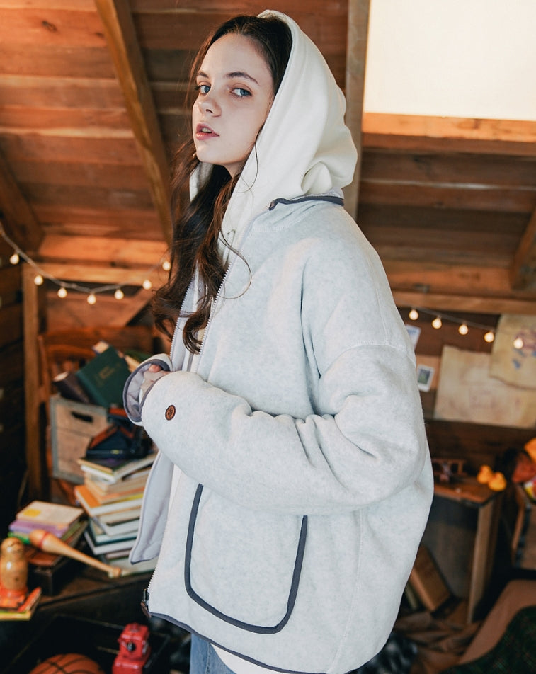 ダブルユーブイプロジェクト(WV PROJECT) DILL LINE REVERSIBLE FLEECE ZIPUP GRAY MJOT7296