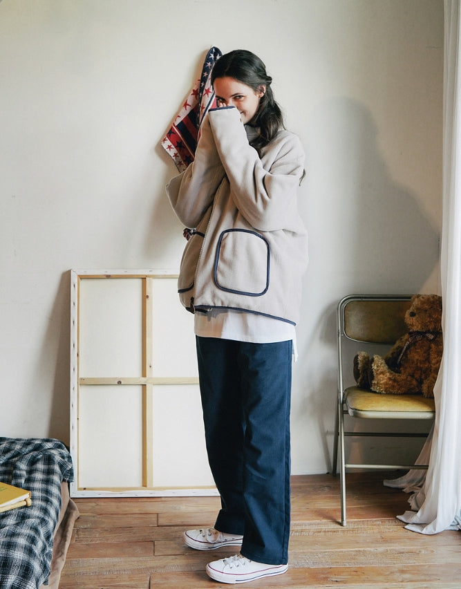 ダブルユーブイプロジェクト(WV PROJECT) DILL LINE REVERSIBLE FLEECE ZIPUP BEIGE MJOT7296
