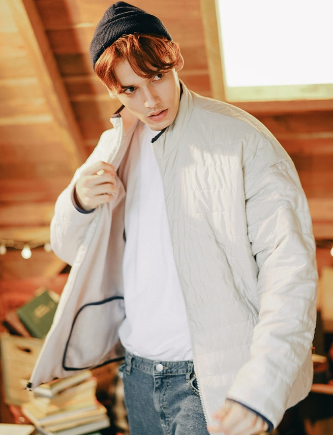 ダブルユーブイプロジェクト(WV PROJECT) DILL LINE REVERSIBLE FLEECE ZIPUP BEIGE MJOT7296