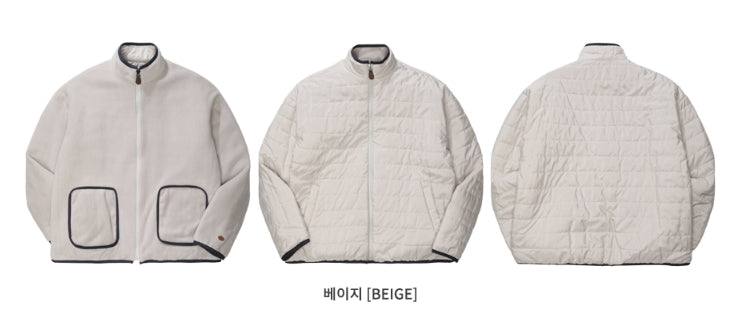 ダブルユーブイプロジェクト(WV PROJECT) DILL LINE REVERSIBLE FLEECE ZIPUP BEIGE MJOT7296