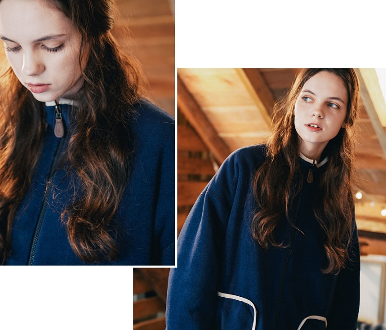 ダブルユーブイプロジェクト(WV PROJECT) DILL LINE REVERSIBLE FLEECE ZIPUP NAVY MJOT7296