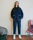 ダブルユーブイプロジェクト(WV PROJECT) DILL LINE REVERSIBLE FLEECE ZIPUP NAVY MJOT7296