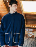 ダブルユーブイプロジェクト(WV PROJECT) DILL LINE REVERSIBLE FLEECE ZIPUP NAVY MJOT7296