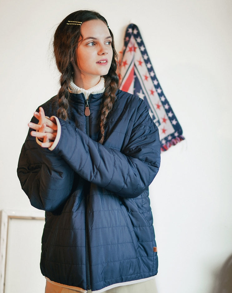 ダブルユーブイプロジェクト(WV PROJECT) DILL LINE REVERSIBLE FLEECE ZIPUP NAVY MJOT7296