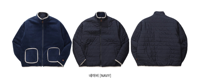 ダブルユーブイプロジェクト(WV PROJECT) DILL LINE REVERSIBLE FLEECE ZIPUP NAVY MJOT7296