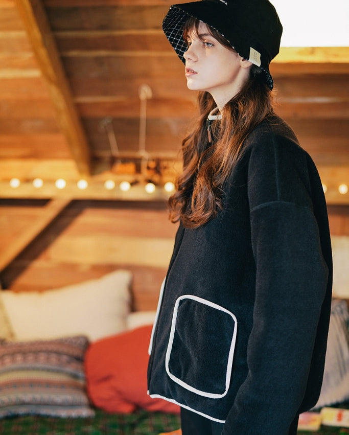ダブルユーブイプロジェクト(WV PROJECT) DILL LINE REVERSIBLE FLEECE ZIPUP BLACK MJOT7296
