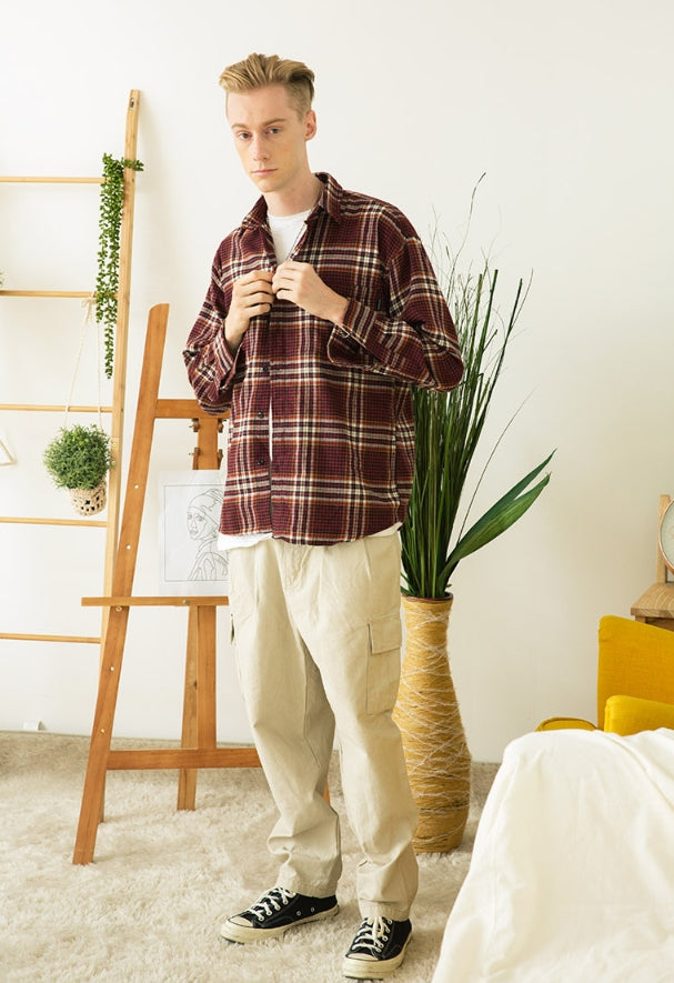 セイントペイン(SAINTPAIN) SP FLANNEL CHECK SHIRTS-RED