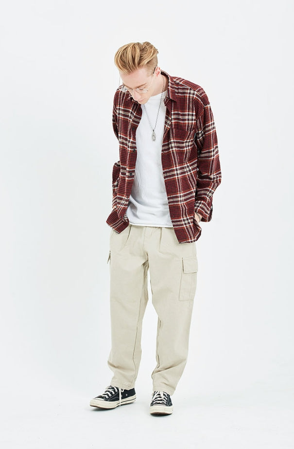 セイントペイン(SAINTPAIN) SP FLANNEL CHECK SHIRTS-RED