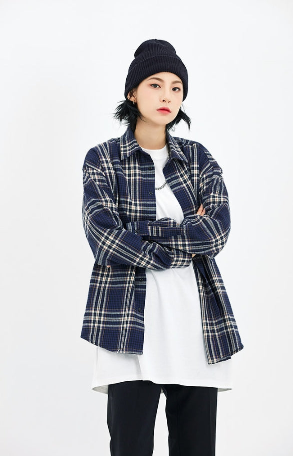 セイントペイン(SAINTPAIN)SP FLANNEL CHECK SHIRTS-NAVY